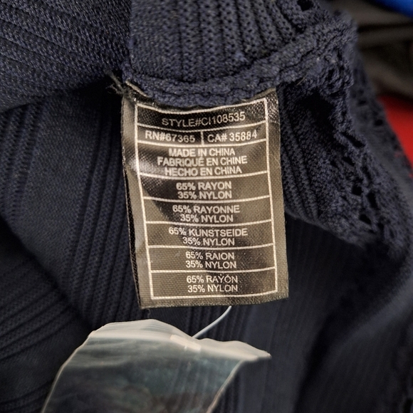 Cupcakes & Cashmere “NEW” Preppy Navy Blue Ink Rib Knit Minimalist Midi Dress XS - Picture 12 of 12